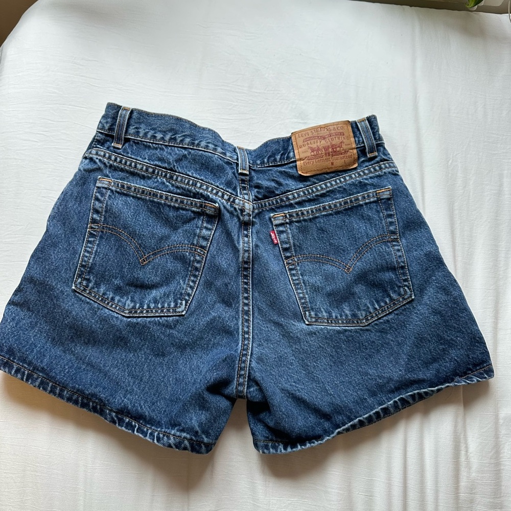 Vintage Levi Dark Wash High Rise Denim Shorts, Size 13 Junior